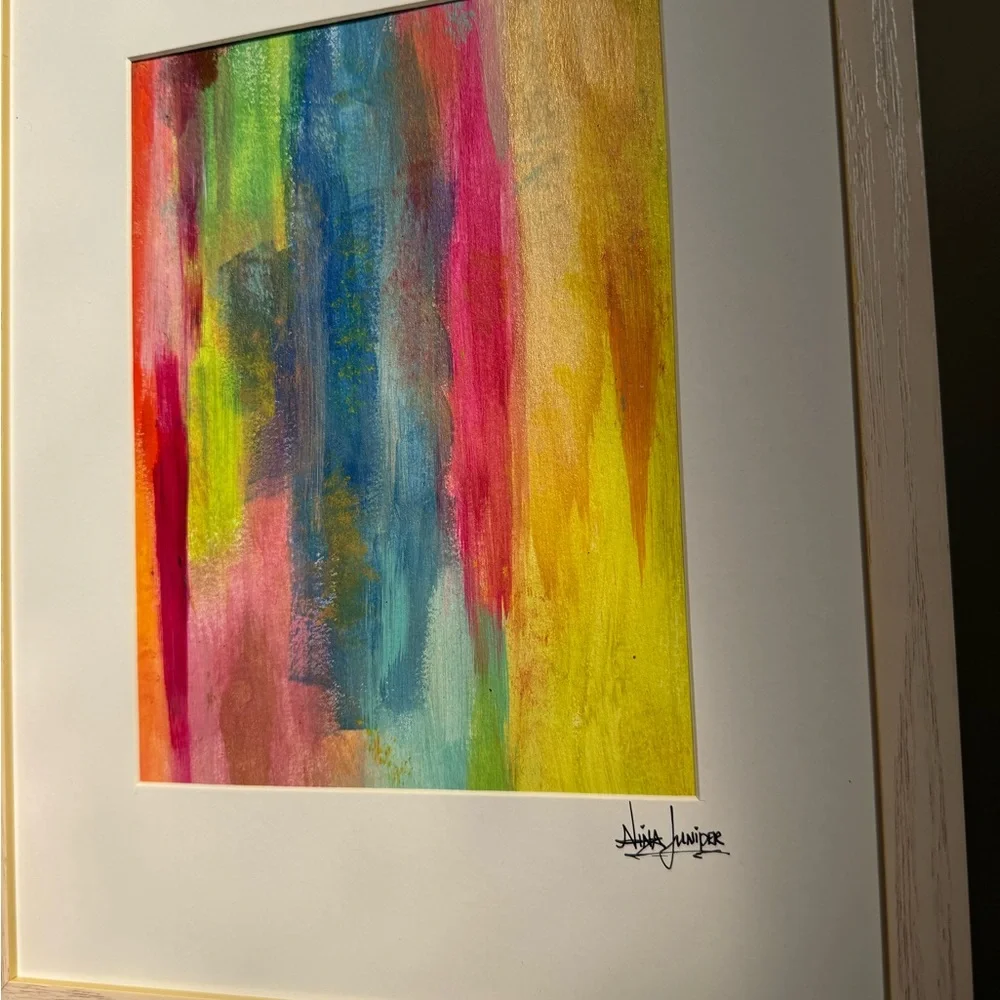 Original Nina Juniper Art “The Umbrella Formal” 10x13 Frame Colorful Art - Picture 4 of 9